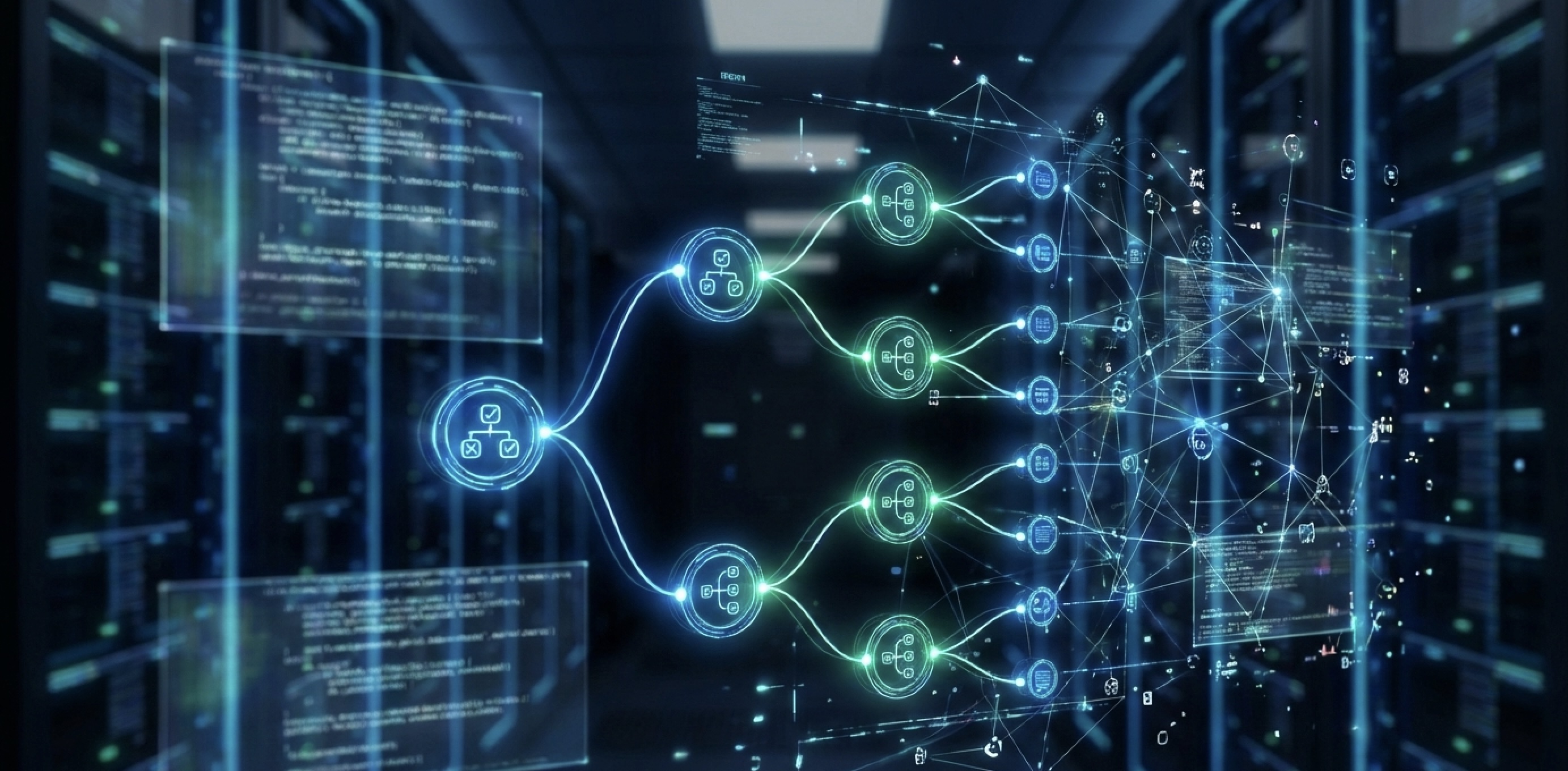 A futiristic neon decision trace